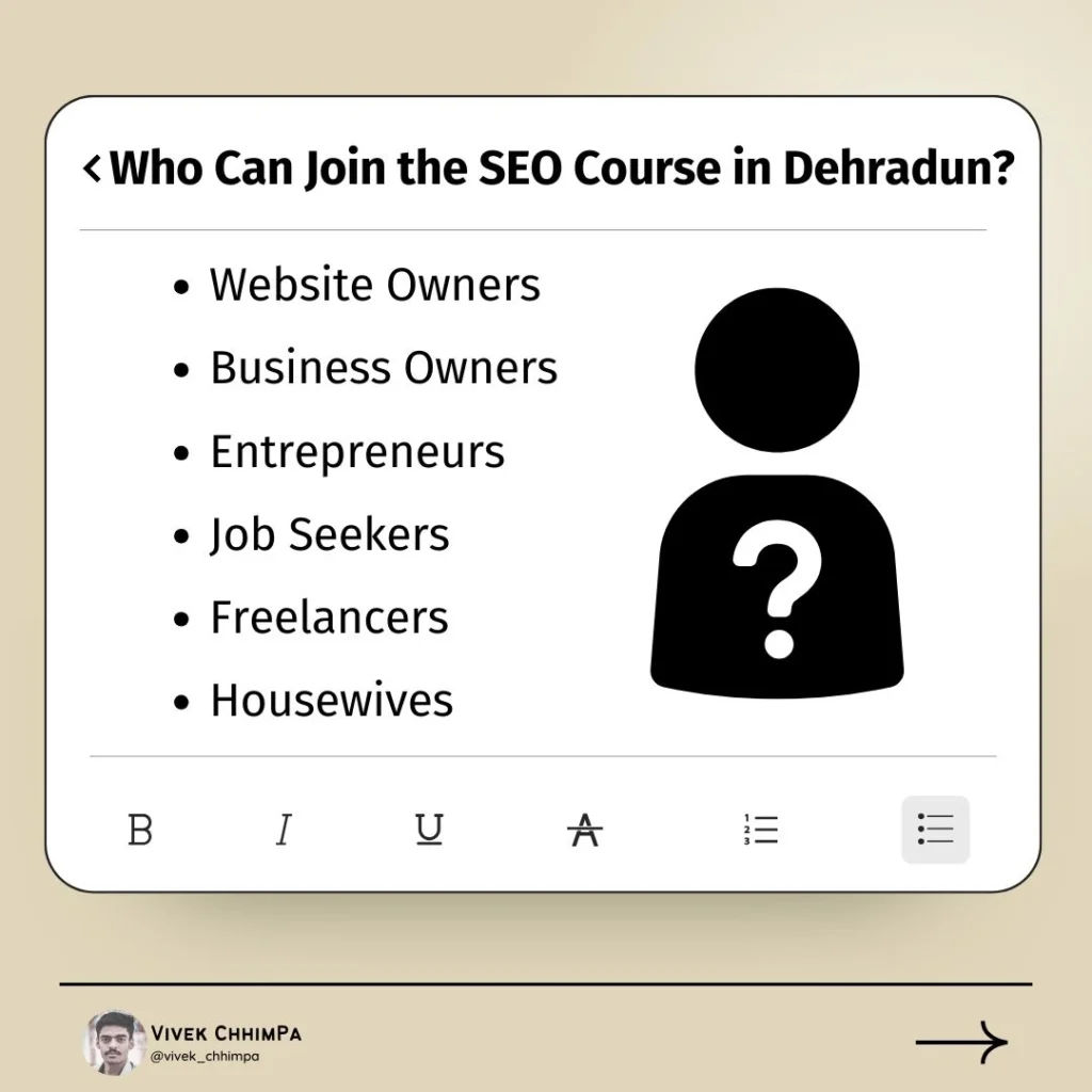 Who Can Join the SEO Course in Dehradun