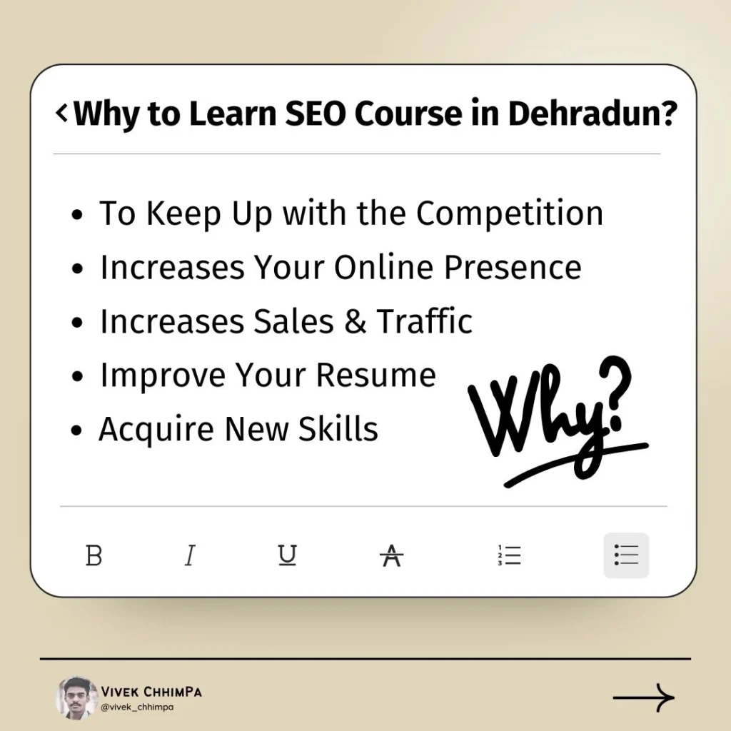 Why You Need to Learn SEO Course in Dehradun