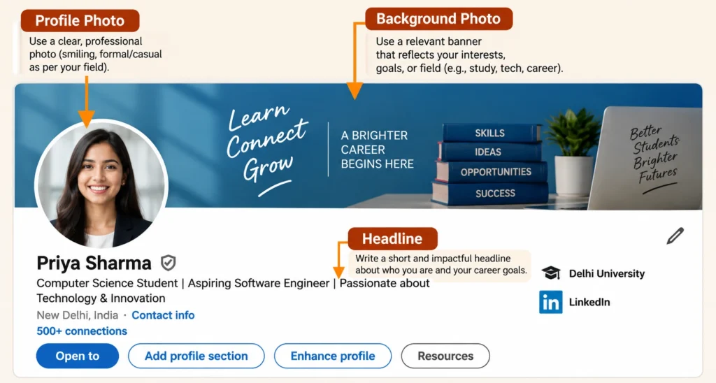 student linkedin profile